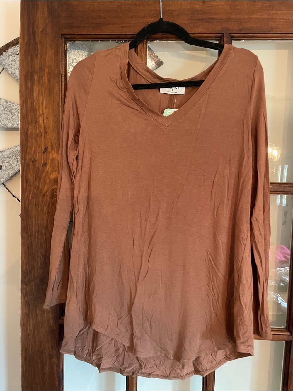 Zenana Outfitters Rust Brown V-Neck Long Sleeve Top